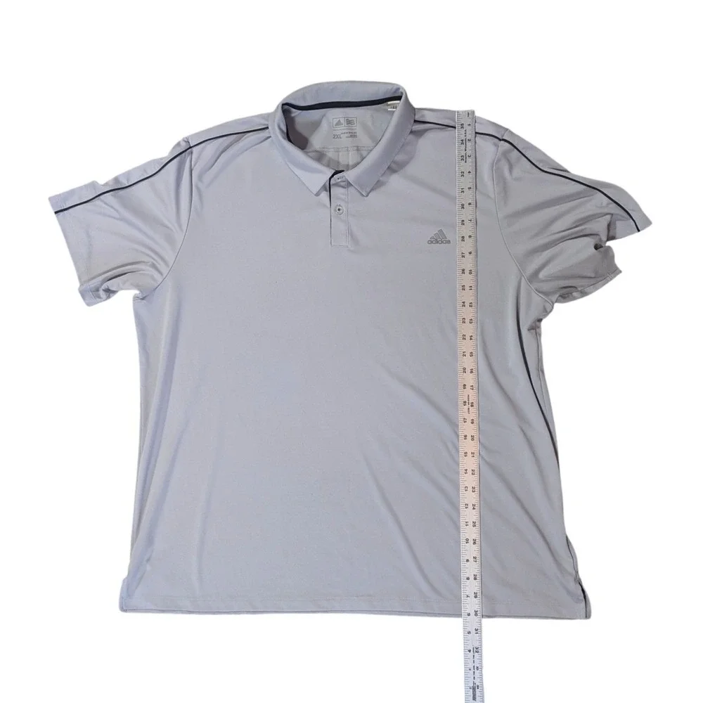 Adidas Polo‎ Shirt Mens 2XL Gray Performance Golf Short Sleeve Preppy